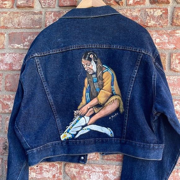 One of a kind vintage Wrangler hand painted denim jacket. - Picture 1 of 10